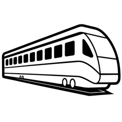  Vector Line Drawing of a Train in Side View – Isolated on White Background