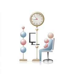 An icon depicting a stylized person sitting in a chair with a baby on their lap. The setting suggests a study room or home office with minimalist decor.