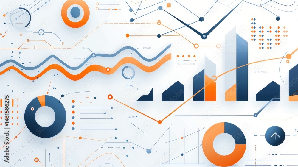 Poster complex business application website with statistic infographic design for excellent business idea. 