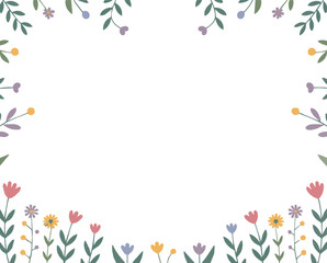 Obraz premium Cute colorful flower border frame vector illustration design