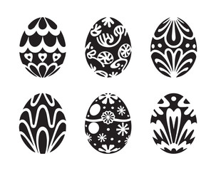 Fototapeta premium Easter eggs with ornament decorative collection silhouette vector illustration on white background