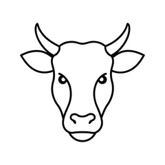 cow head horns simple line art vector