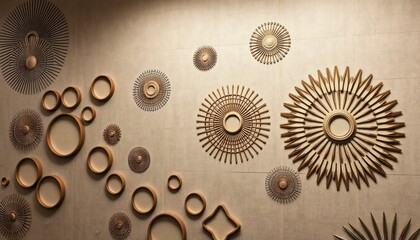 Decorative wall art. Circular and radial patterns