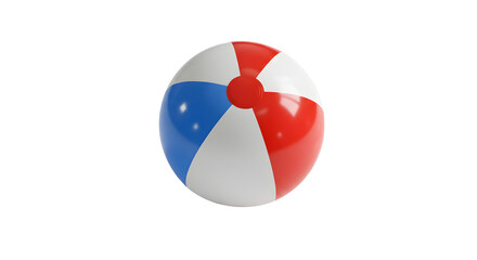 Red, white and blue beach ball floating on transparent background
