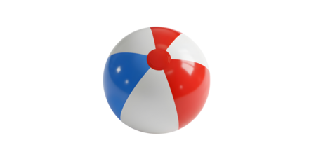 Red, white and blue beach ball floating on transparent background