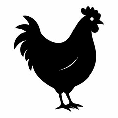 new style hen, chicken silhouette vector icon on white background