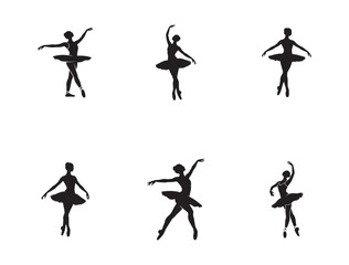 Dancing Ballerina – Black & White Illustration Ballet Dance Pose – Clean Vector Silhouette

