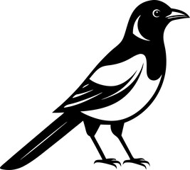 Magpie icon line art vector on transparent background