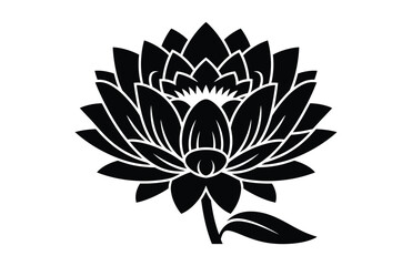 Fototapeta premium Minimalist dahlia flower silhouette black vector art illustration