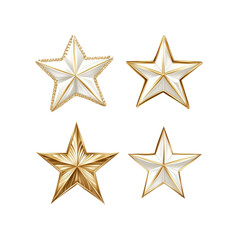 Obraz premium Four Elegant Gold and White Stars Festive Design Elements