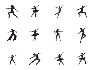 Elegant Dancer &ndash; Silhouette Vector Art Dance Pose &ndash; Black & White Illustration