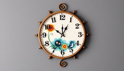 Decorative wall clock with floral design