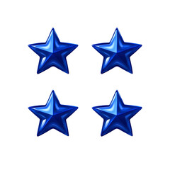 Obraz premium Four Shiny Blue 3D Stars on Transparent Background - Rating, Award, Success Symbol