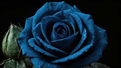 blue rose with black background