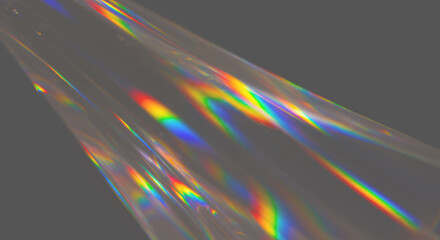 Vibrant diagonal bands of rainbow colours with abstract optical effect, translucent surface on transparent background