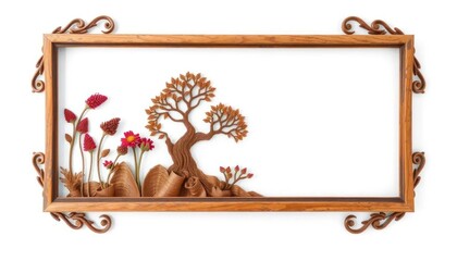 Decorative Wood Frame with Autumn Scene