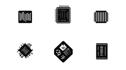 Computer components icons; digital technology; background; website design
