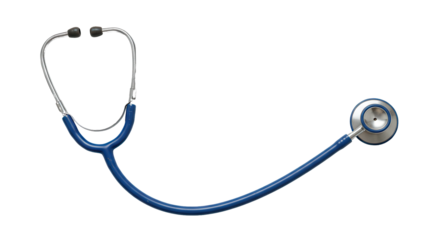 Medical Instrument A blue stethoscope on a black background