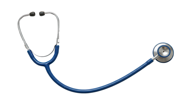 Medical Instrument A blue stethoscope on a black background