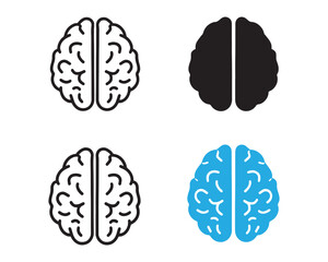 Brain simple icon set. Human brain symbol. Vector