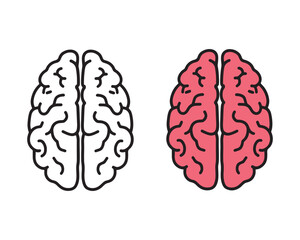 Brain simple icon set. Human brain symbol. Vector