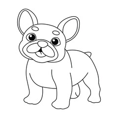 French bulldog  hand drawn coloring page line artwork for kids