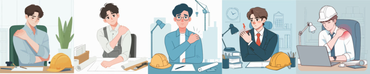 young architect vector having shoulder pain