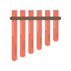 Pan flute cartoon icon flat. Vector