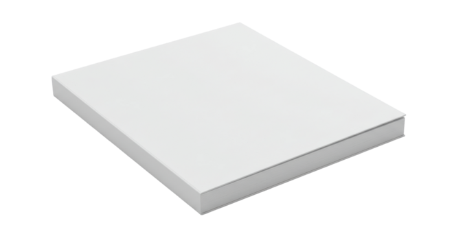 Minimalist flat square white box on a black backdrop, angled for depth. Simple and clean