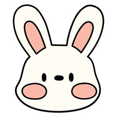 Hand drawn cartoon rabbit or hare face on white background.