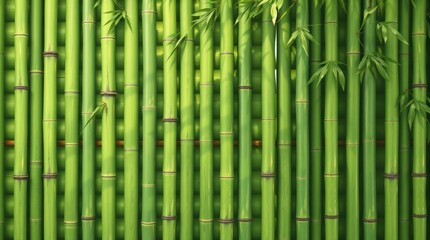 Fototapeta premium Green Bamboo Stalks and Leaves Background Image for Natural Designs
