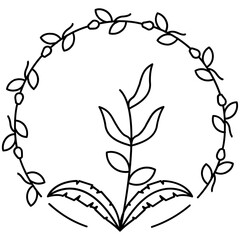 Circular Floral Leaf Frame Icon