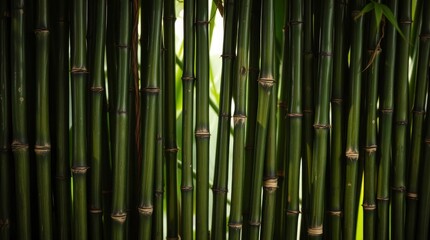 Obraz premium Tall Bamboo Stalks Forming Dense Wall in Outdoor Setting