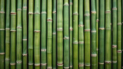 Naklejka premium Green Bamboo Stalks Forming a Natural Wall Texture