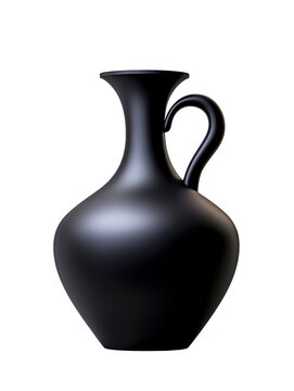 Ancient bucchero amphora features a shiny black finish