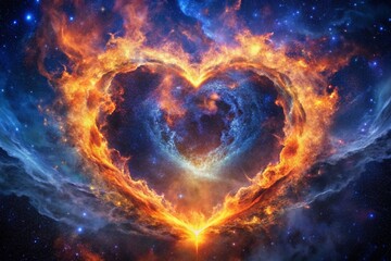 Fiery Heart Nebula: Romantic Valentine's Day Celestial Double Exposure