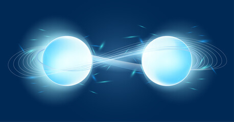 Futuristic Glowing Particles in Quantum Field Illustration in Vector Art