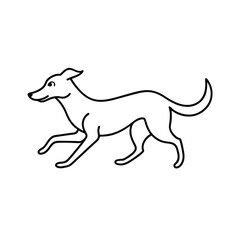 dog running playful pose style line art vector
