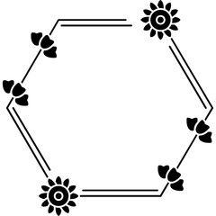 Hexagonal Floral Frame Icon