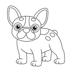 French bulldog  hand drawn coloring page line artwork for kids
