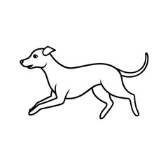 dog running playful pose style line art vector