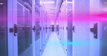 Image of violet lights over server room