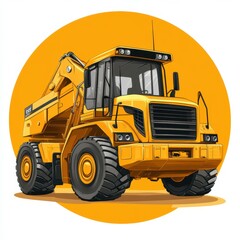 Fototapeta premium Heavy construction equipment works efficiently at a job site during the day