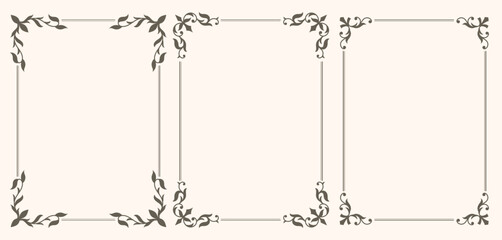 Set of ornamental filigree flourishes thin frames