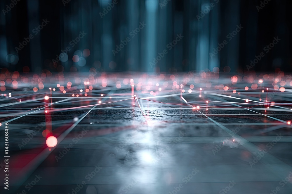 Poster abstract network pattern on a futuristic surface