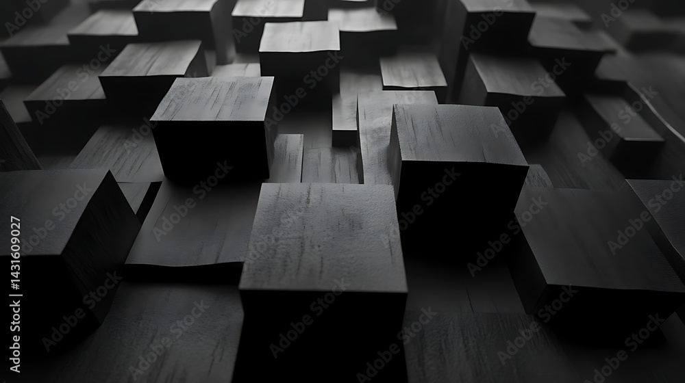 Aufkleber abstract 3d cubes in dark tones, leaving a large empty area for text
