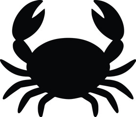 WebCrab silhouette, Black silhouette crab on a white background, Vector hand drawn kids illustration, Sea ocean, Underwater world 