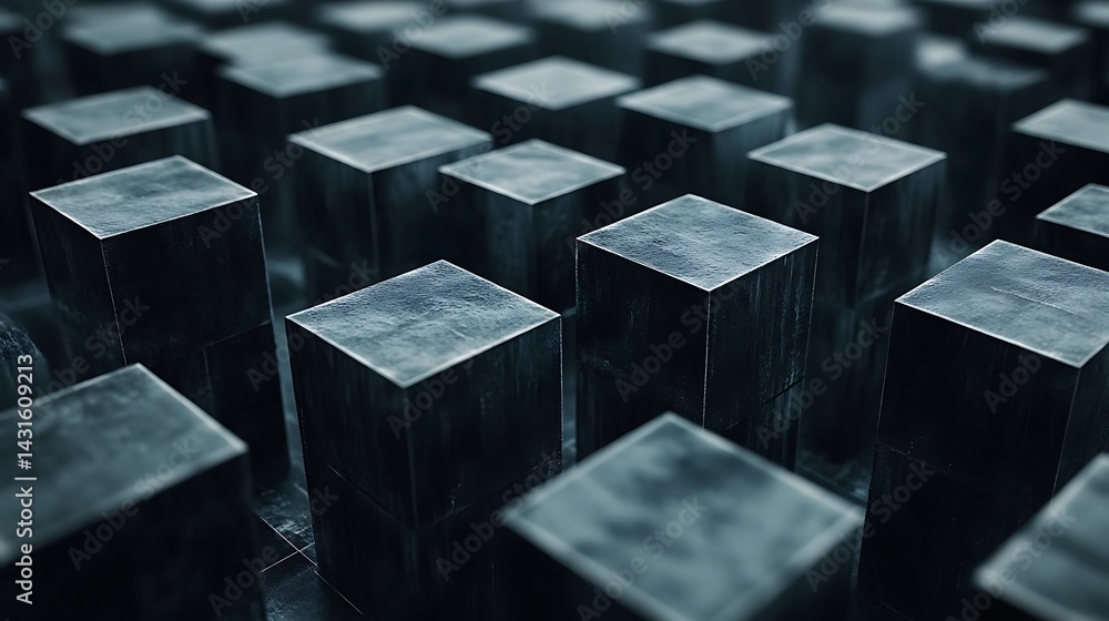Aufkleber abstract 3d cubes in dark tones, leaving a large empty area for text