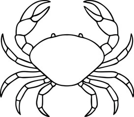 WebCrab silhouette, Black silhouette crab on a white background, Vector hand drawn kids illustration, Sea ocean, Underwater world 