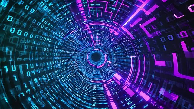 Binary Code in flow motion Information technology concept digital systems theme cyber internet or network concept